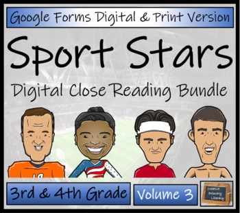 Preview of Sport Stars Volume 3 Close Reading Bundle | Digital & Print | 3rd & 4th Grade