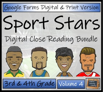 Preview of Sport Stars Volume 4 Close Reading Bundle | Digital & Print | 3rd & 4th Grade