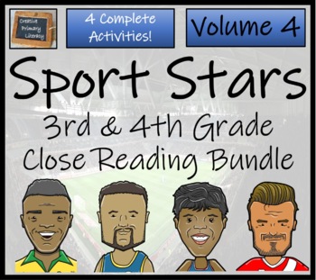 Preview of Sport Stars Volume 4 Close Reading Comprehension Bundle 3rd Grade & 4th Grade