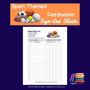 Preview of Sport Themed Destination Sign-out Sheets