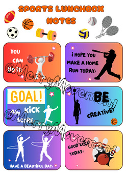 Preview of Sport Themed Lunchbox Notes | Soccer, Basketball, Martial Arts, Jump Rope Notes