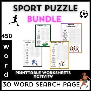 Preview of Sport Word Search Activities puzzles worksheets Bundle