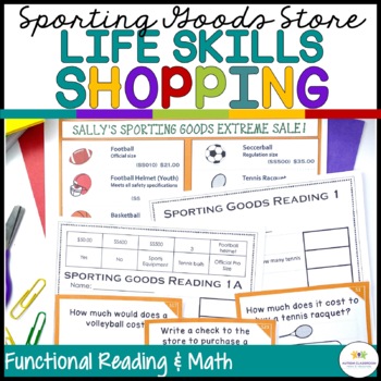 Preview of Life Skills Sporting Goods Shopping Math & Functional Reading - Special Ed