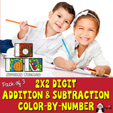 Sports Addition and Subtraction 2-digit Color By Number - 