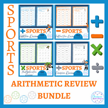 Preview of Sports Arithmetic Review Worksheets Bundle