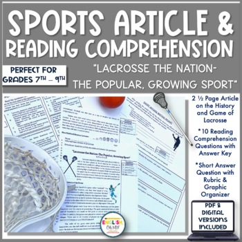 Preview of Sports Article & Reading Comprehensions, Lacrosse, Spring 