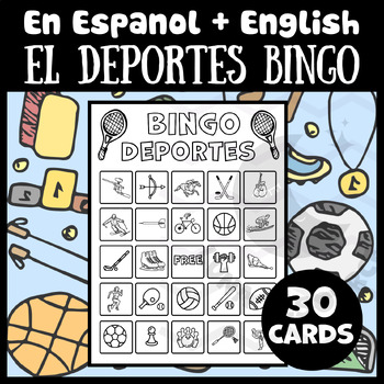 Preview of Sports BINGO game in SPANISH Los deportes Lotería Bilingual activities Primary