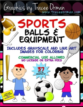 Preview of Sports Balls & Equipment Clip Art Graphics For Commercial Use