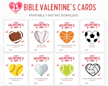 Preview of Sports Bible Valentines, Bible Valentines, Christian Valentines, Gym Valentines