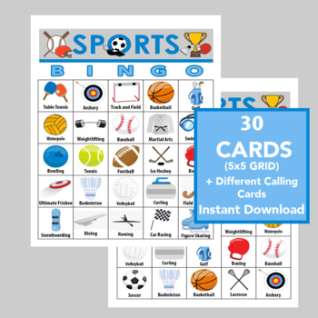 Preview of Sports Bingo Game, Summer Bingo,  Party Bingo, Fun Games