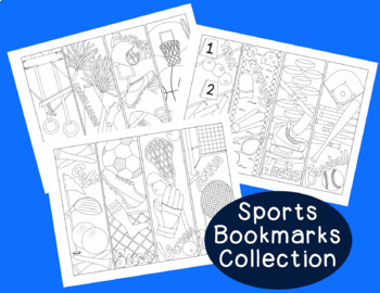 Preview of Sports Bookmarks Printable Coloring Football Baseball Basketball Cheer Set of 12