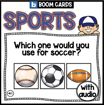 Preview of Sports Boom Cards | Identifying Equipment for Sports | Physical Education