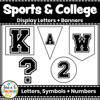 Preview of Sports Bulletin Board Letters & Banners | College Letters | Sports Black & White