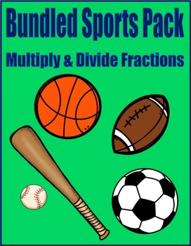 Preview of Sports Bundle Math Skills & Learning Center (Multiply & Divide Fractions)