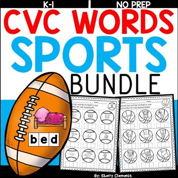 Preview of Sports CVC Words | Worksheets BUNDLE | Football | Baseball | Basketball | Soccer