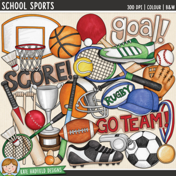 Preview of Sports Clip Art: School Sports (Kate Hadfield Designs)