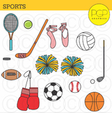 Sports Equipment & Ball Clip Art by PGP Graphics *b&w imag