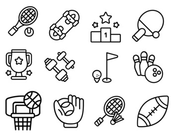 school sports clipart black and white
