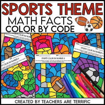Preview of Sports Coloring Pages Color by Number Math Skills Grades 4-5