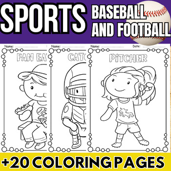 Preview of Sports Coloring Pages - Free Time Activity Motivation - Baseball And Football