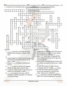 Crossword puzzle sports 