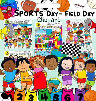 Preview of Sports Day / Field Day Clip Art Set /Summer Camp Fun- BUNDLE- 189 graphics!