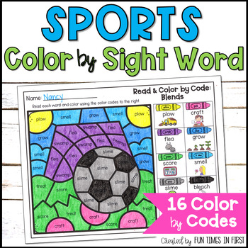 Preview of Sports Color By Sight Word Coloring Pages Editable - Sports Coloring Pages