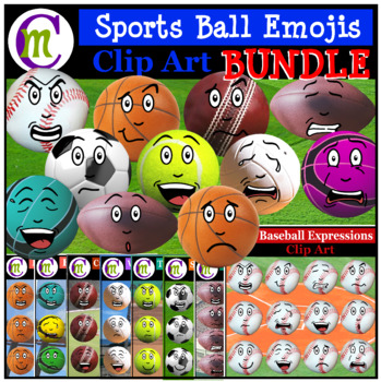 Preview of Sports Emoji Clipart BUNDLE 1 | Sports Balls Clip Art