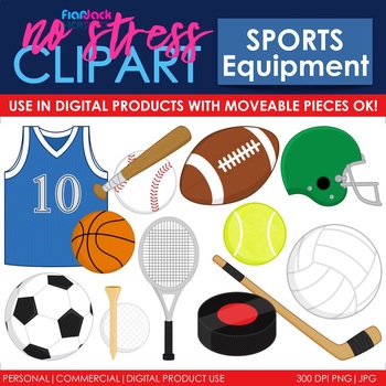 Preview of Sports Equipment Clip Art (Digital Use Ok!)