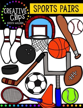 Preview of Sports Equipment Pairs {Creative Clips Digital Clipart}