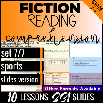 Preview of Sports Fiction Reading Comprehension Google Slides Digital Resources Grade 2-3