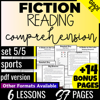 Preview of Sports Fiction Reading Comprehension Passages 4th and 5th Grade PDF Version
