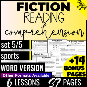 Preview of Sports Fiction Reading Comprehension Passages 4th and 5th Grade Word Version