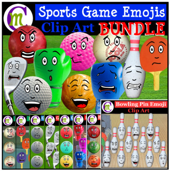 Preview of Sports Game Emoji Clipart BUNDLE 2 | Sports Emotions Clip Art