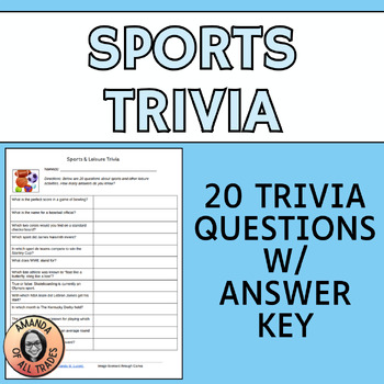 Preview of Sports & Leisure Trivia Middle School Teambuilding Academic Team Quiz Bowl