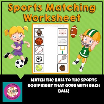 sports matching game by early childhood resource center tpt