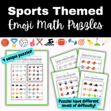 Sports Math Emoji Picture Puzzles Missing Number Algebraic