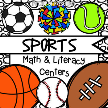 sports math and literacy centers for preschool pre k and kindergarten