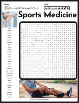 Preview of Sports Medicine Word Search Puzzle