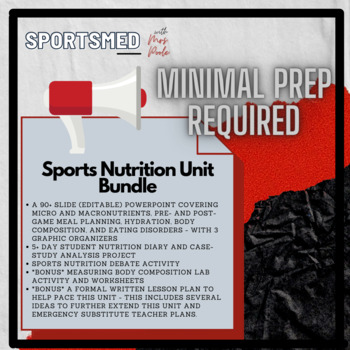 Preview of Sports Nutrition Unit Plan (Sports Medicine, Hydration, Body Comp)