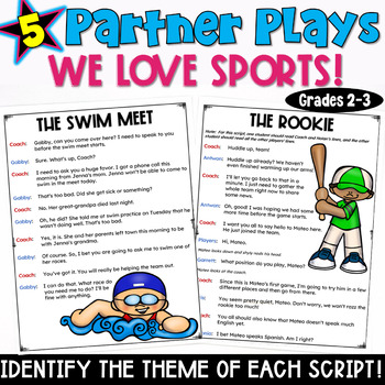 Preview of Sports Partner Plays: Read and Identify the Theme Worksheet 2nd 3rd