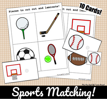 Preview of Sports Picture to Picture Matching - Velcro Task Cards Special Ed (10 cards)