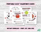 Sports Printable Valentine Cards for Kids - Cute Sports Pu