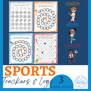 Preview of Sports Reading, Homework, and Chore Trackers & Logs