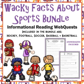 Preview of Sports Reading WebQuest Bundle Soccer, Basketball Baseball Football Hockey