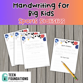 Preview of Sports Statistics Handwriting for Older Students | Print or Cursive