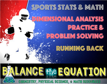 Preview of Sports Stats, Dimensional Analysis, & Math Practice - Football Running Back