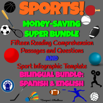 Preview of Sports Super Bundle: Readings, Questions, & Infographic Bilingual Bundle