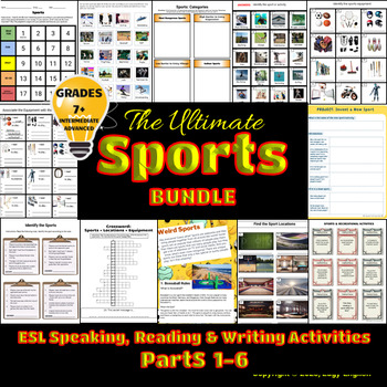 Preview of Sports - Thematic Unit - ESL Speaking & Writing Activities - Parts 1-6