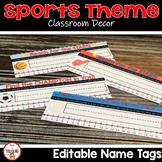 Name Tags Editable to Type Student Names Sports Theme Clas